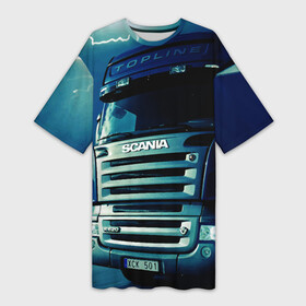 Платье-футболка 3D с принтом SCANIA Дальнобой 2022. ,  |  | грузовик | грузоперевозки | дальнобойщик | машина | тягач