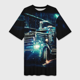 Платье-футболка 3D с принтом Американский Грузовик Дальнобой 2022 ,  |  | euro truck | грузовик | грузоперевозки | дальнобойщик | евро трак симулятор | машина | тягач | фура