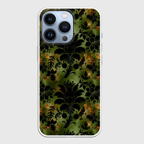 Чехол для iPhone 13 Pro с принтом Темные тропические листья ,  |  | Тематика изображения на принте: джунгли | лето | листья | тропики | тропические листья