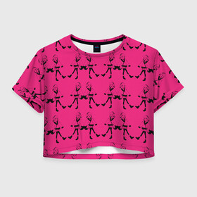 Женская футболка Crop-top 3D с принтом Просто девочки , 100% полиэстер | круглая горловина, длина футболки до линии талии, рукава с отворотами | аниме | девочка | девушкам | люди | розовый