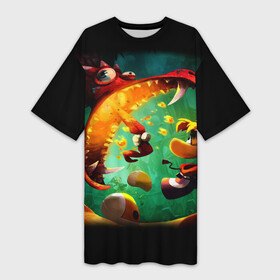 Платье-футболка 3D с принтом Rayman Legend ,  |  | аркада | дракон | игра | кулак | рейман