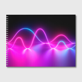 Альбом для рисования с принтом Лучи света pink theme , 100% бумага
 | матовая бумага, плотность 200 мг. | Тематика изображения на принте: абстрактные | волна | волна света | излучение | киберпанк | лучи | лучи света | неон | неоновые принты | рисунок | свет