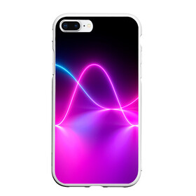 Чехол для iPhone 7Plus/8 Plus матовый с принтом Лучи света pink theme , Силикон | Область печати: задняя сторона чехла, без боковых панелей | абстрактные | волна | волна света | излучение | киберпанк | лучи | лучи света | неон | неоновые принты | рисунок | свет