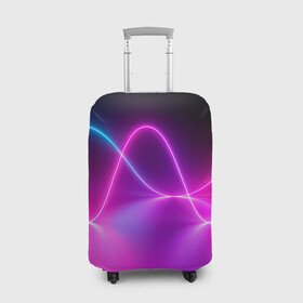 Чехол для чемодана 3D с принтом Лучи света pink theme , 86% полиэфир, 14% спандекс | двустороннее нанесение принта, прорези для ручек и колес | абстрактные | волна | волна света | излучение | киберпанк | лучи | лучи света | неон | неоновые принты | рисунок | свет