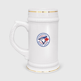 Кружка пивная с принтом Toronto Blue Jays ,  керамика (Материал выдерживает высокую температуру, стоит избегать резкого перепада температур) |  объем 630 мл | Тематика изображения на принте: baseball | bird | canada | jay | team | toronto | бейсбол | канада | птица | сойка | торонто