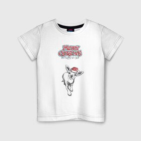 Детская футболка хлопок с принтом Собачка! , 100% хлопок | круглый вырез горловины, полуприлегающий силуэт, длина до линии бедер | new year | арт | графика | зима | новый год | рождество | собачка