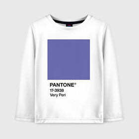 Детский лонгслив хлопок с принтом Цвет Pantone 2022 года - Very Peri , 100% хлопок | круглый вырез горловины, полуприлегающий силуэт, длина до линии бедер | Тематика изображения на принте: pantone | very peri | violet | графический дизайн | дизайн | дизайнерский мем | дизигн | дизигнер | мем | пантон | сиреневый | фиолетовый | цвет 2022 года | цвет года | цвет пантон