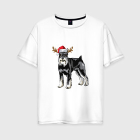 Женская футболка хлопок Oversize с принтом New Year - Dog , 100% хлопок | свободный крой, круглый ворот, спущенный рукав, длина до линии бедер
 | 2022 | christmas | claus | dog | new year | santa | snow | tiger | winter | год тигра | дед мороз | елка | животные | зима | мороз | новый год | олень | пёс | подарок | праздник | рождество | санта клаус | снег | снеговик | снегурочка