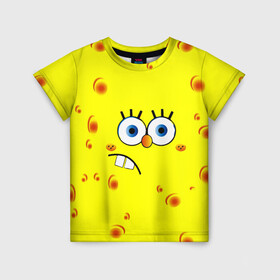 Детская футболка 3D с принтом Губка БОБ 2022 , 100% гипоаллергенный полиэфир | прямой крой, круглый вырез горловины, длина до линии бедер, чуть спущенное плечо, ткань немного тянется | губка боб | желтый | квадратные штаны | мультфильм | смайлик | спанч боб
