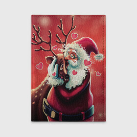 Обложка для автодокументов с принтом Santa and deer , натуральная кожа |  размер 19,9*13 см; внутри 4 больших “конверта” для документов и один маленький отдел — туда идеально встанут права | new year | арт | графика | дед мороз | зима | новый год | олень | рождество | санта