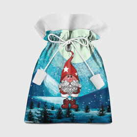 Подарочный 3D мешок с принтом Маленький гном Санта , 100% полиэстер | Размер: 29*39 см | Тематика изображения на принте: 2022 | дед мороз | новый год | рождество | санта
