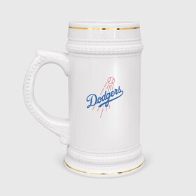 Кружка пивная с принтом Los Angeles Dodgers baseball ,  керамика (Материал выдерживает высокую температуру, стоит избегать резкого перепада температур) |  объем 630 мл | baseball | dodgers | los angeles | team | бейсбол | лосанжелес | сша