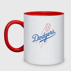 Кружка двухцветная с принтом Los Angeles Dodgers baseball , керамика | объем — 330 мл, диаметр — 80 мм. Цветная ручка и кайма сверху, в некоторых цветах — вся внутренняя часть | baseball | dodgers | los angeles | team | бейсбол | лосанжелес | сша
