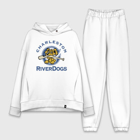 Женский костюм хлопок Oversize с принтом Charleston River Dogs ,  |  | baseball | bat | dog | fangs | jaw | muzzle | team | usa | бейсбол | бита | клыки | пасть | пёс