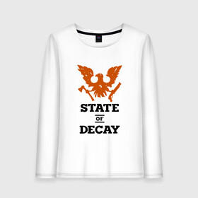 Женский лонгслив хлопок с принтом State of Decay | Эмблема | Лого , 100% хлопок |  | logo | state of decay | survival horror | undead labs | загнивающий штат | зомби апокалипсис | лого | логотип | стадия разложения | стейт оф декай | эмблема