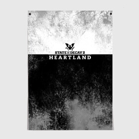 Постер с принтом State of Decay Heartland Logo , 100% бумага
 | бумага, плотность 150 мг. Матовая, но за счет высокого коэффициента гладкости имеет небольшой блеск и дает на свету блики, но в отличии от глянцевой бумаги не покрыта лаком | heartland | logo | state of decay | survival horror | undead labs | загнивающий штат | зомби апокалипсис | лого | логотип | стадия разложения | стейт оф декай | эмблема
