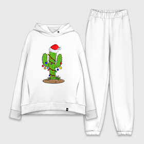 Женский костюм хлопок Oversize с принтом НОВОГОДНИЙ КАКТУС CHRISTMAS CACTUS ,  |  | 2022 | cactus | christmas | cold | garland | klaus | merry | new | santa | snow | winter | year | герлянды | гирлянда | год | елка | ёлки | ель | зима | кактус | клаус | мороз | новый | рождество | санта | снег | фонарики | холод