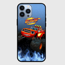 Чехол для iPhone 13 Pro Max с принтом Вспыш и Эй Джей ,  |  | Тематика изображения на принте: blaze | monster machines | monster truck | гонки | машинки | монстр | тачки | трак
