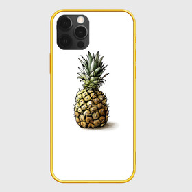 Чехол для iPhone 12 Pro с принтом Pineapple watercolor , силикон | область печати: задняя сторона чехла, без боковых панелей | Тематика изображения на принте: pineapple | ананас | графика | еда | рисунок | фрукт