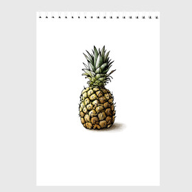 Скетчбук с принтом Pineapple watercolor , 100% бумага
 | 48 листов, плотность листов — 100 г/м2, плотность картонной обложки — 250 г/м2. Листы скреплены сверху удобной пружинной спиралью | pineapple | ананас | графика | еда | рисунок | фрукт
