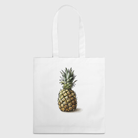 Шоппер 3D с принтом Pineapple watercolor , 100% полиэстер | Плотность: 200 г/м2; Размер: 34×35 см; Высота лямок: 30 см | pineapple | ананас | графика | еда | рисунок | фрукт