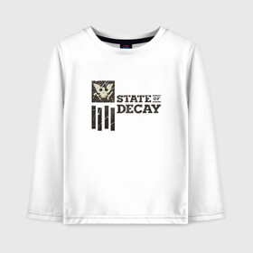 Детский лонгслив хлопок с принтом State of Decay Iron Logo , 100% хлопок | круглый вырез горловины, полуприлегающий силуэт, длина до линии бедер | Тематика изображения на принте: logo | state of decay | survival horror | undead labs | загнивающий штат | зомби апокалипсис | лого | логотип | стадия разложения | стейт оф декай | эмблема