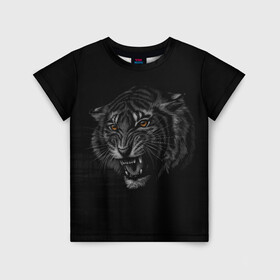 Детская футболка 3D с принтом Tiger 2022! , 100% гипоаллергенный полиэфир | прямой крой, круглый вырез горловины, длина до линии бедер, чуть спущенное плечо, ткань немного тянется | animal | арт | большие кошки | графика | животные | звери | тигр