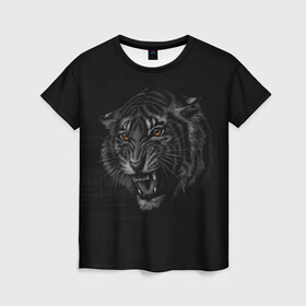 Женская футболка 3D с принтом Tiger 2022! , 100% полиэфир ( синтетическое хлопкоподобное полотно) | прямой крой, круглый вырез горловины, длина до линии бедер | animal | арт | большие кошки | графика | животные | звери | тигр