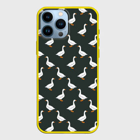 Чехол для iPhone 13 Pro Max с принтом Гуси паттерн ,  |  | Тематика изображения на принте: goose | gooses | водоплавающие животные | гуси | гусь | дичь | домашние птицы | животные | паттерн | птицы | утки
