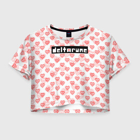 Женская футболка Crop-top 3D с принтом DELTARUNE PATTERN LOGO , 100% полиэстер | круглая горловина, длина футболки до линии талии, рукава с отворотами | deltarune | deltarune 2 | game | patern | pattern | undertale символ | дельта | дельтарун | дельтарун 2 | знак руин андертейл | значок дельтарун пиксель | игра | патерн | паттерн | руна