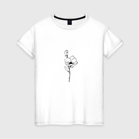 Женская футболка хлопок с принтом Цветок любви (оригинальный черный) , 100% хлопок | прямой крой, круглый вырез горловины, длина до линии бедер, слегка спущенное плечо | девушке | любви | любовь | подарок | цветок | цветочек