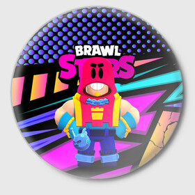 Значок с принтом ГРОМ БРАВЛ СТАРС GROM BRAWL STARS ,  металл | круглая форма, металлическая застежка в виде булавки | brawl | brawl stars | brawlstars | grom | бравлстарс | гром
