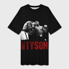 Платье-футболка 3D с принтом Майк Тайсон  Mike Tyson ,  |  | box | fighter | iron | knockout | mike | sport | tyson | usa | боец | бои | бокс | драки | железный | майк | нокаут | спорт | тайсон | чемпион