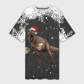 Платье-футболка 3D с принтом ПИВОЗАВР  НОВОГОДНЯЯ НОЧЬ ,  |  | 2022 | 22 | beer | christmas | dinosaur | new | night | pivosaur | reptile | rex | trex | tyrannosaurus | year | год | динозавр | завр | новый | ночь | рекс | рождество | ти | тираннозавр