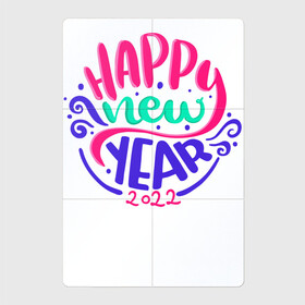 Магнитный плакат 2Х3 с принтом Счастливого Нового Года 2022 (Надпись) Happy New Year , Полимерный материал с магнитным слоем | 6 деталей размером 9*9 см | 2022 | black | cat | christmas | merry | new year | tiger | xmas | водяной | год тигра | новый год | паттерн | полосатый | рождество | снег | снежинки | тигры | узор | цветы | черный
