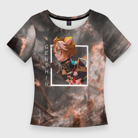 Женская футболка 3D Slim с принтом Горо  Gorou, Genshin Impact  Геншин импакт ,  |  | action | game | genshin impact | gorou | rpg | аниме | геншин импакт | гео | горо | игра | мир | первоначальный бог | собачий воин