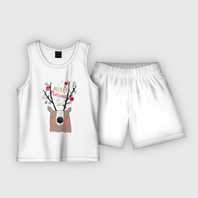 Детская пижама с шортами хлопок с принтом Рогатый О ,  |  | голова | новый год | олень | рога | рождество