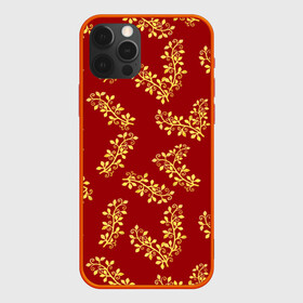 Чехол для iPhone 12 Pro Max с принтом Золотые веточки на ярко красном фоне , Силикон |  | gold | plants | red | twigs | веточки | день влюбленных | золото | золотой | красный | любовь | новый год | подарок | праздник | растения