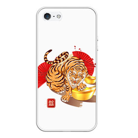 Чехол для iPhone 5/5S матовый с принтом Золотой тигр 2022 Tigr , Силикон | Область печати: задняя сторона чехла, без боковых панелей | Тематика изображения на принте: 2022 | new year | tiger | water tiger | водяной тигр | символ года
