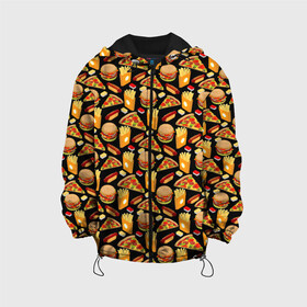 Детская куртка 3D с принтом Fast Food (Фастфуд) , 100% полиэстер | застежка — молния, подол и капюшон оформлены резинкой с фиксаторами, по бокам — два кармана без застежек, один потайной карман на груди, плотность верхнего слоя — 90 г/м2; плотность флисового подклада — 260 г/м2 | burger | cheeseburger | fast food | hamburger | hot dog | pizza | taco burrito | блюдо | бургер | быстрое питание | гамбургер | еда | жратва | завтрак | корм | кушанье | макдоналдс | обед | перекус | пицца | пища | повар