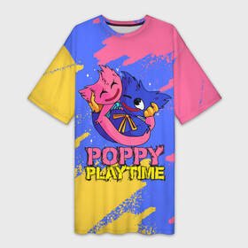 Платье-футболка 3D с принтом Huggy Wuggy and Kissy Missy  Poppy Playtime ,  |  | kissy missy | poppy playtime | игра | кисси мисси | монстр | плэйтайм | попи плей тайм | попи плэй тайм | попиплейтам | попиплэйтайм | поппи плейтайм | поппиплэйтайм | хагги вагги | хаги ваги | хоррор