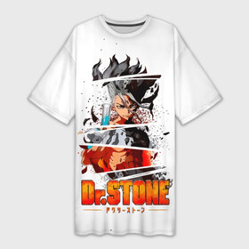 Платье-футболка 3D с принтом Химия Сэнку Доктор Стоун ,  |  | anime | dr stone | dr stone stone wars | e  mc2 | manga | senku | senkuu ishigami | аниме | вождь деревни исигами | десять миллиардов процентов | доктор камень | доктор стоун | докута сутон | исигами сенку | исигами сэнку | манга