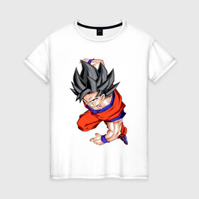 Женская футболка хлопок с принтом Son Goku (Dragon Ball Z) , 100% хлопок | прямой крой, круглый вырез горловины, длина до линии бедер, слегка спущенное плечо | anime | dragonball | goku | аниме | анимэ | гоку | драконий | жемчуг | манга