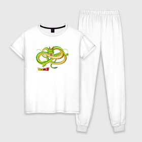 Женская пижама хлопок с принтом Shenron (Dragon Ball Z) , 100% хлопок | брюки и футболка прямого кроя, без карманов, на брюках мягкая резинка на поясе и по низу штанин | anime | dragonball | аниме | анимэ | драконий | жемчуг | манга