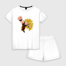 Женская пижама с шортиками хлопок с принтом Dragon Ball Z Драконий жемчуг Z , 100% хлопок | футболка прямого кроя, шорты свободные с широкой мягкой резинкой | anime | dragonball | goku | аниме | анимэ | гоку | драконий | жемчуг | манга