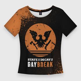 Женская футболка 3D Slim с принтом Day Break  State of Decay 2 ,  |  | day break | daybreak | logo | state of decay | survival horror | undead labs | загнивающий штат | зомби апокалипсис | лого | логотип | стадия разложения | стейт оф декай | эмблема