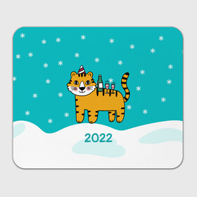 Прямоугольный коврик для мышки с принтом Новогодний стол - тигр , натуральный каучук | размер 230 х 185 мм; запечатка лицевой стороны | Тематика изображения на принте: 2022 | год тигра | новый год | новый год 2022 | символ года | тигр | тигренок | тигрица | тигры
