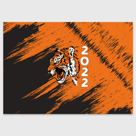 Поздравительная открытка с принтом ТИГР 2022 TIGER 2022 , 100% бумага | плотность бумаги 280 г/м2, матовая, на обратной стороне линовка и место для марки
 | 2022 | 22 | animal | beast | christmas | merry | new | predator | tiger | year | водяного | водяной | год | животное | животные | зверь | новый | полосатый | полосы | рождество | тигр | тигра | хищник