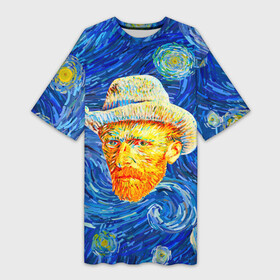 Платье-футболка 3D с принтом Van Gogh Paints ,  |  | van gogh | ван гог | искусство | картина | краски | портрет | художник