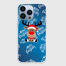 Чехол для iPhone 13 Pro с принтом Merry Christmas Олень с подарком. ,  |  | 2022 | happy new year | merry christmas | год тигра | зима близко | нг | новогодний | новый год | новый год 2022 | олень | рождество | символ 2022 года | снег | снежинки